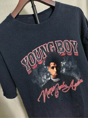 Never Broke Again NBA YoungBoy Black Graphic Rap T-Shirt Size Large